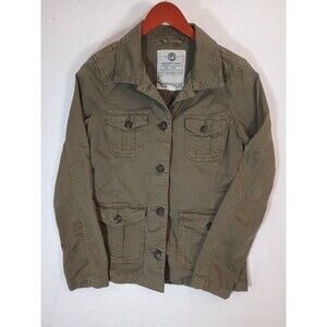 Lucky Brand Clothing Jacket Cotton Blend Military Green With Pockets S